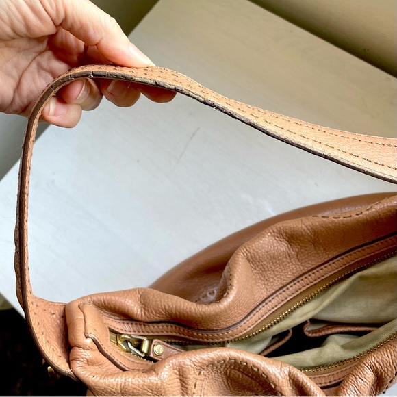 Tory Burch Amalie Hobo Tan Leather Shoulder Bag with Crossbody Strap - Picture 7 of 11